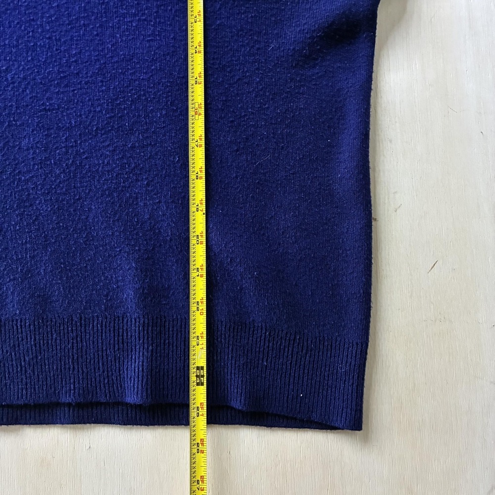 Vintage Sweater Mens Med Blue V Neck Tight Knit Pullover Long Sleeve Classic - Picture 3 of 6
